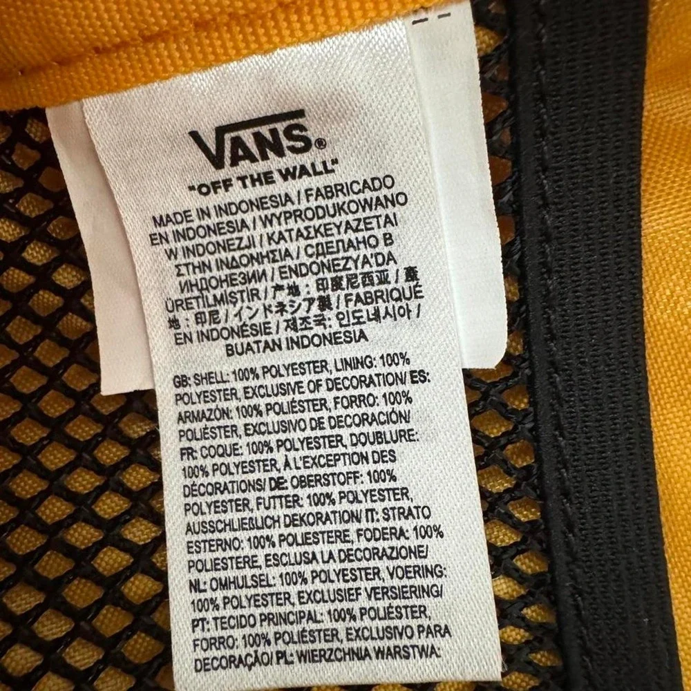 Vans Off The Wall Yellow Backpack Black Accents Streetwear Skate Bag